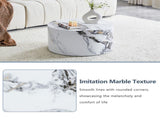 Simple White MarbleTexture Round MDF Coffee Table 23.6" Diameter 11.8" Height, Modern Minimalist W1151P385650