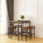 ZUN Bar table set 5PC Dinging table set with high stools, structural strengthening, industrial style. W1162126311