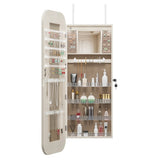 Jewelry Armoire Organizer with Full Length Mirror, Door or Wall Mounted,Lockable Storage Cabinet, W3406P340449