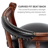 Seat height 29.5'' Cow top Leather Wooden Bar Stools, 360 Degree Swivel Bar Height Chair with Backs W2195P268322