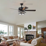 ZUN 52 Inch Crystal Chandelier Fan with Lights and Remote Control, Modern Ceiling Fan with Dual Finish W1592P163571