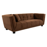 ZUN WKS13 Mid-century modern style: camel sofa simple, small square design, velvet fabric texture W2085P173260