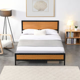 ZUN Industrial Platform Queen Bed Frame/Mattress Foundation with Rustic Headboard and Footboard, Strong D22676088