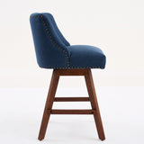 Counter Height Swivel Barstools, 26'' H Seat Height Upholstered Bar Stools Set of 2, Fabric in Blue W1143P237897
