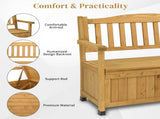 Outdoor Wooden Storage Bench, Large Deck Box with Seating & Armrest, Patio Organizer Loveseat for 55255892
