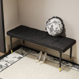 47*16 Inch Multifunctional Black Shoe Bench - Faux PU Cushion, Sturdy Metal Legs With Gold 47319717