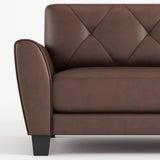 62" Genuine Leather match loveseat Living room coach Transitional sofa - Honey Brown W1896P175681