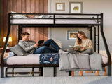 Heavy Duty Twin Over Queen Bunk Bed, Sturdy Metal Bunk Bed Frame with Flat Ladder & Full-Length W5635P531646