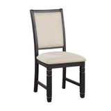 Beautiful Black Finish Wooden Side 2pcs Set Beige Color Textured Fabric Upholstered Dining B01155795
