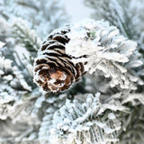 Artificial 6.5ft decorated flocking basin tree with 1386 PE/PVC Mixed Branch Tips, Pine cone *31, 36503737