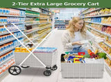 Self-pickup is not supported.Extra Jumbo Shopping Cart,2 Layers Grocery Cart on Wheels, Foldable 01859311