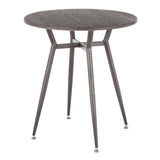 Clara Industrial Round Dinette Table in Antique Metal and Espresso Wood-Pressed Grain Bamboo by B202P223323