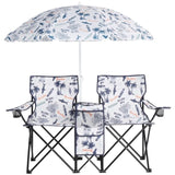 Portable Outdoor 2-Seat Folding Chair with Removable Sun Umbrella Coconut Tree 59226804