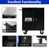 ZUN DOUBLE-DOOR CLAPBOARDl MULTI-FUNCTION TOOL CART--BLAK+BLUE W1102P182240