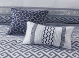 7 Piece Jacquard Comforter Set Navy King B03597209