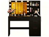 Black particleboard with a melamine finish, 4 drawers, 2 shelves, dressing table with 10 three-tone 88759052