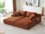 Compressible double chaise lounge with cupholders - No Assembly Required, Fluffy Modern Sleeper W2339P346394
