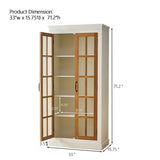 71.2'' Tall Display Cabinet with Glass Doors, Rustic Style China Cabinet, Curio Cabinet for N845P272501W