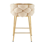 28'' Modern Counter Stools Set of 2,Beige Counter Stools with iron Frame,Soft back and N780P199861W