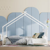Full Size House Bed with Roof and Colorful Lights, Metal Bed Frame with Slats and Legs, House Bed W1820P234583