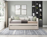 1pc Daybed with Trundle Beige Fabric Upholstery Wooden Frame Modern Home Furniture B011P256686