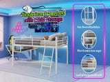 Full Size Metal Loft Bed with Built-in Desk & LED Light Strip, White Loft Bed Frame with Safety W1935P463341