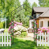 Metal Garden Arch L56.3'' x W16.93'' x H94.5'' Climbing Plants Support Rose Arch Outdoor Black W1586P268784