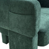 Modern 3-Leg Chenille Accent Chair with Ergonomic Arms & Removable Pillow, Plush Small Space W1716P280600