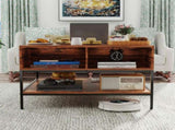 Farmhouse Flip Top Coffee Table with Storage 31.5" Rustic Wood Grain Table, Hidden Storage T2398P354184