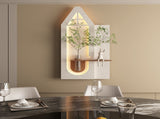 Adjustable 3-Color LED Sandstone Wall Decor with Simulated Green Plants - 3D Art Sculpture, Glass W2700P313032
