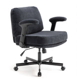Chair with Wheels and Flip Arms-Comfy Fabric Cross Legged Office Chair with Thick Cushion&Wide Seat, 15752101
