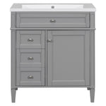 ZUN 30'' Bathroom Vanity with Top Sink, Modern Bathroom Storage Cabinet with 2 Drawers and a Tip-out 43722201