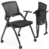 ZUN 1 Pack Stackable Conference Room Chairs with Wheels, Folding Office Chair with Rebound Back, Padded 56646231