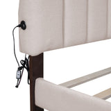 Teddy Fleece Queen Size Upholstered Platform Bed with Drawer, Beige WF309187AAA