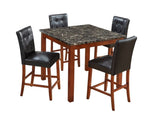 Beautiful Modern Style 5pc Counter Height Dining Room Set Brown Finish Square Table Faux Leather ESFTID594-5PC-SHB