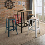 ZUN Natural and Red Armless Bar Stool with Crossbar Support B062P189222