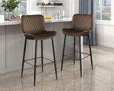 Set of 2 Pub Height Chairs Brown Velvet Upholstery Modern Casual Dining Furniture Metal Legs, B011P234282