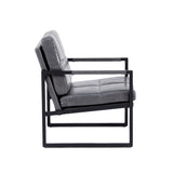 ZUN PU leather leisure black metal frame recliner chair for living room and bedroom furniture,grey W2181P293816