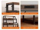 Vintage 4-Tier Mini Fridge Stand with Storage, Mini Fridge Cabinet with Storage, Microwave Stand, W2641P383932
