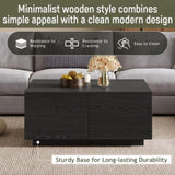 33.25" Square Coffee Table with 4 Drawers, Black N735P277298B