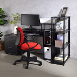 ZUN Black Computer Desk with Keyboard Tray and Open Shelving B062P184532