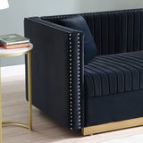 Contemporary Vertical Channel Tufted Velvet Sofa Modern Upholstered Couch for Living Room Apartment W1117P147297