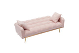 69 Inch Sofa Bed Pink with Adjustable Teddy Sofa for Small Space Living Room and Bedroom W3356P298524