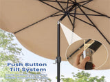 10 Ft Solar Powered Patio Umbrella with 24 LED Lights, Beige Outdoor Market Umbrella 10594383