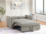 Marielle 55"W Gray Corduroy Convertible Sleeper Loveseat with USB Ports, Magazine Pockets, and B061P305697