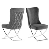 PrimeNest Noblesse Collection Upholstered Silver Legged Dining Chair, Set of 2, Grey B030P286149