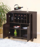 ZUN Wine Cabinet Red Cocoa with Two Doors Removeable Wine Bottle Rack Metal Wine Glass Racks Four B107P222502