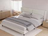 King Size Bed Frame with 55.5"High Back Upholstered Headboard,Boucle Fabric,12 Slat W1716P335678