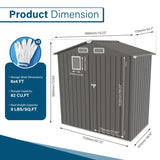 6X4 FT Metal Outdoor Storage Shed, Tool Shed with Pitched Roof Watertight with Positive Window and W3213P309350