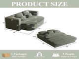 75''2-in-1 Foldable Sofa,Convertible Sleeper Foam Sofa Bed with Multi Functional Blanket, Corduroy W834P317048
